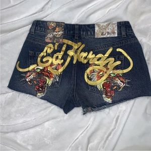 Ed Hardy Authentic Multi Tiger Denim Shorts